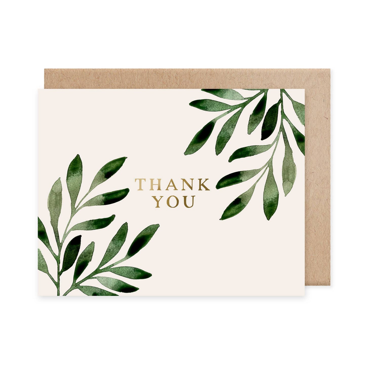 Green Foliage Thank You Card: Single