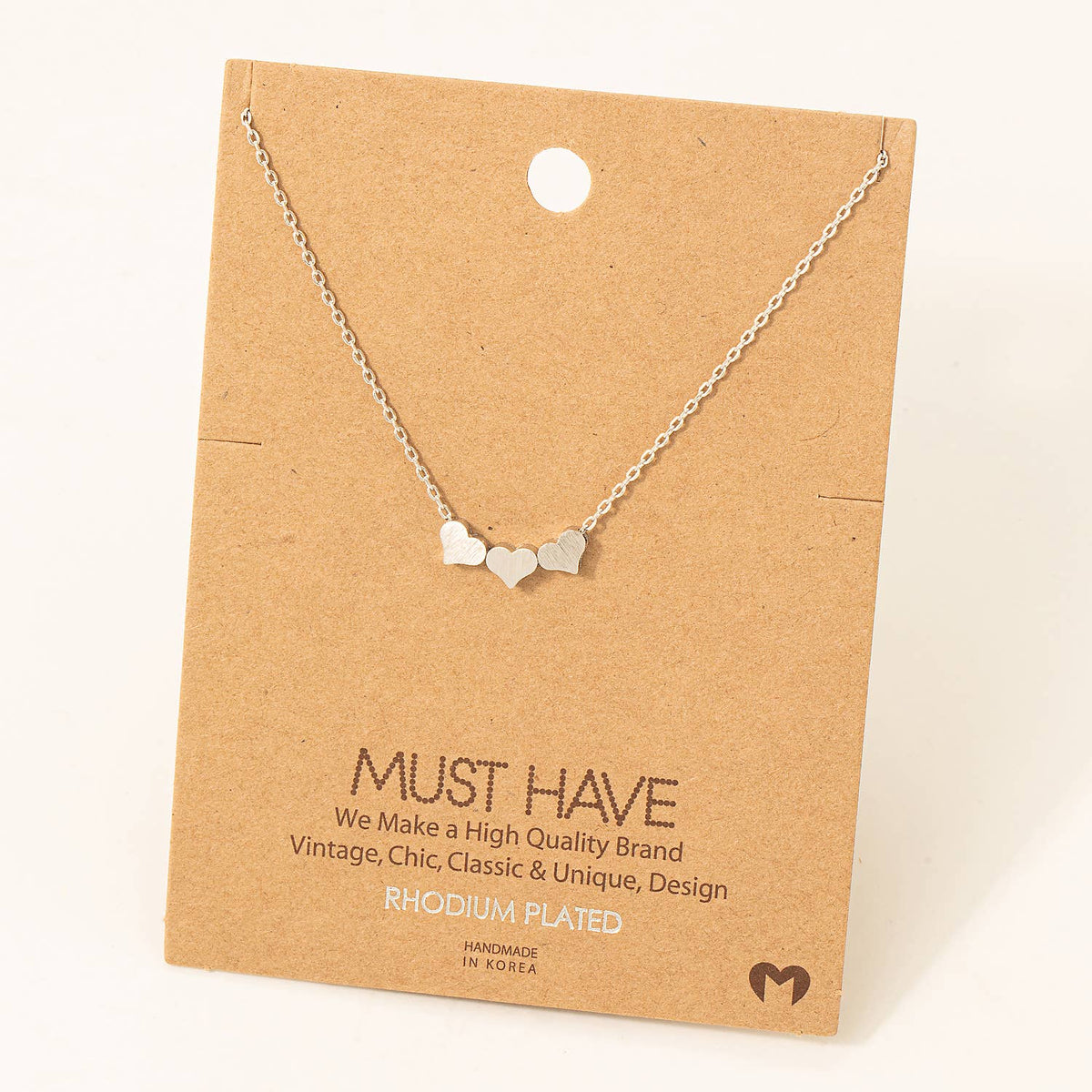 Three Dainty Hearts Necklace: Gold