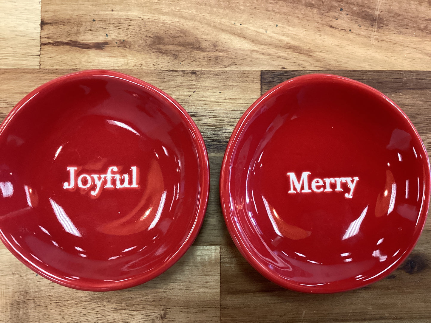 Red dip bowl, joyful and merry
