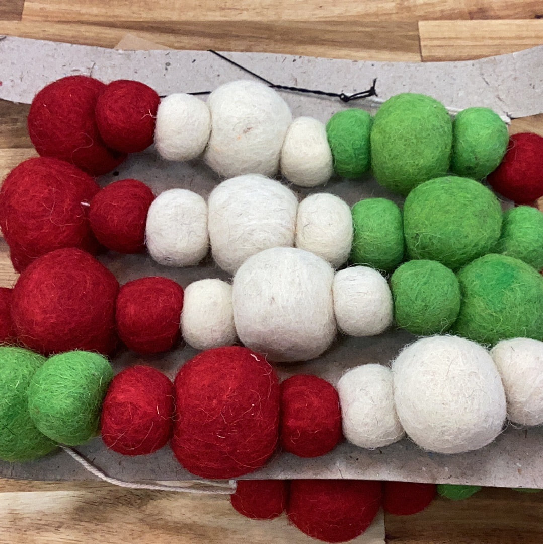 72” wool felt garland… red and green and cream