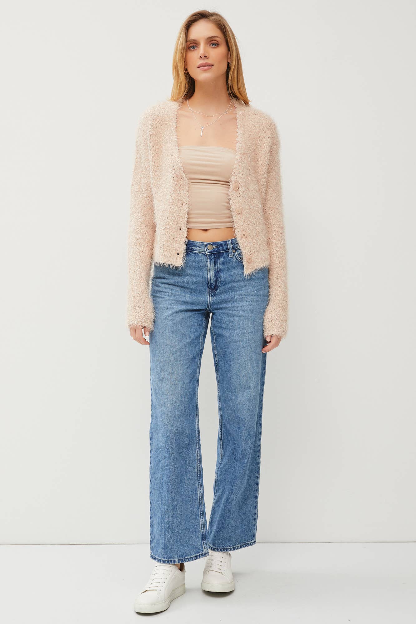 SNUG FUZZY CARDIGAN: ML / D. MINT