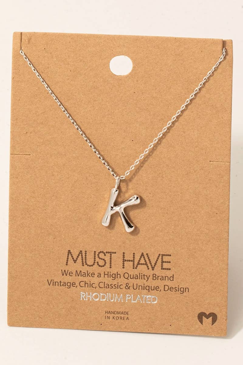Bubble Letter initial Necklace,gold dipped : R