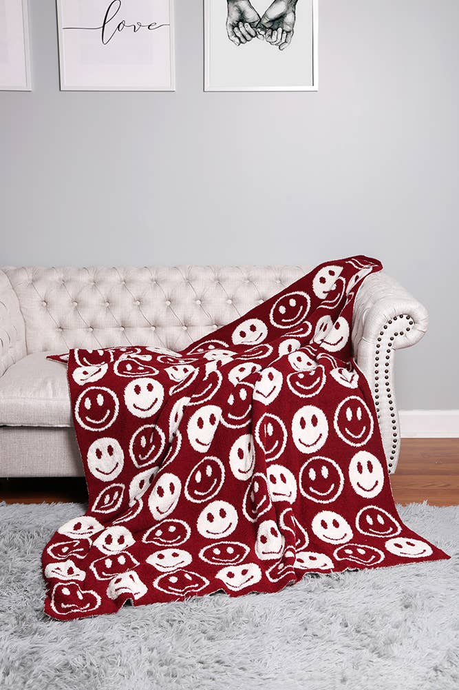Happy Face Throw Blanket: Yellow