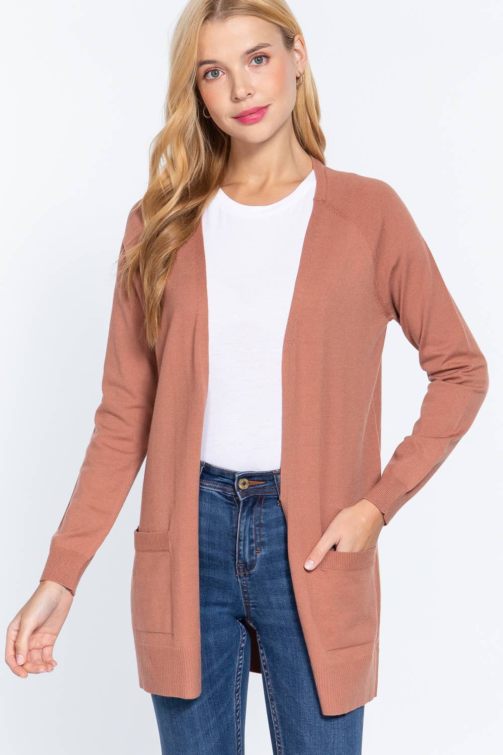 , SI-21342 RAGLAN SLV OPEN SWEATER CARDIGAN: BRG-wine-121403 / L