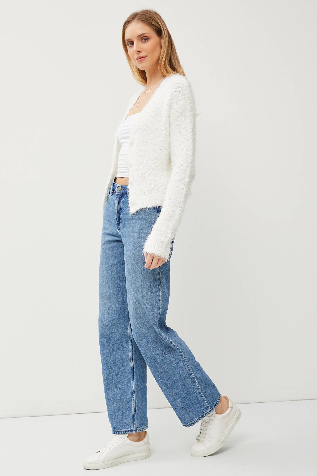 SNUG FUZZY CARDIGAN: ML / D. MINT