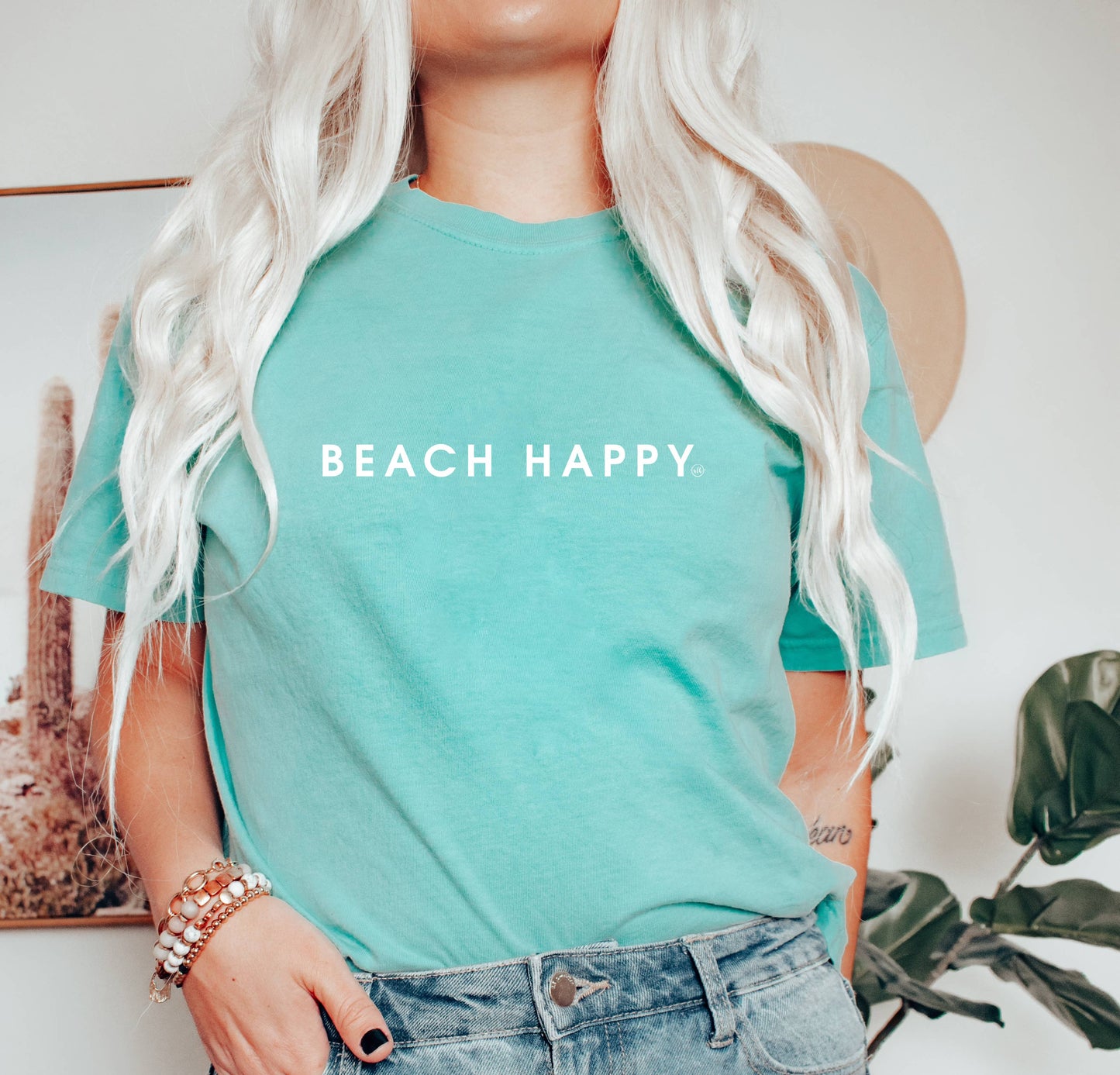 Beach Happy Comfort Colors Graphic Tee: Medium