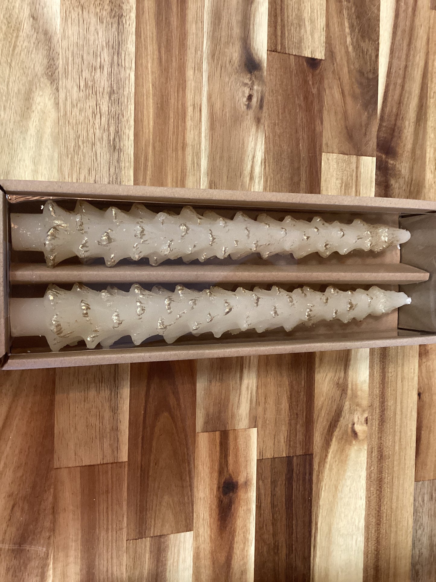 10” tree shaped taper candle/cream/2 in a box