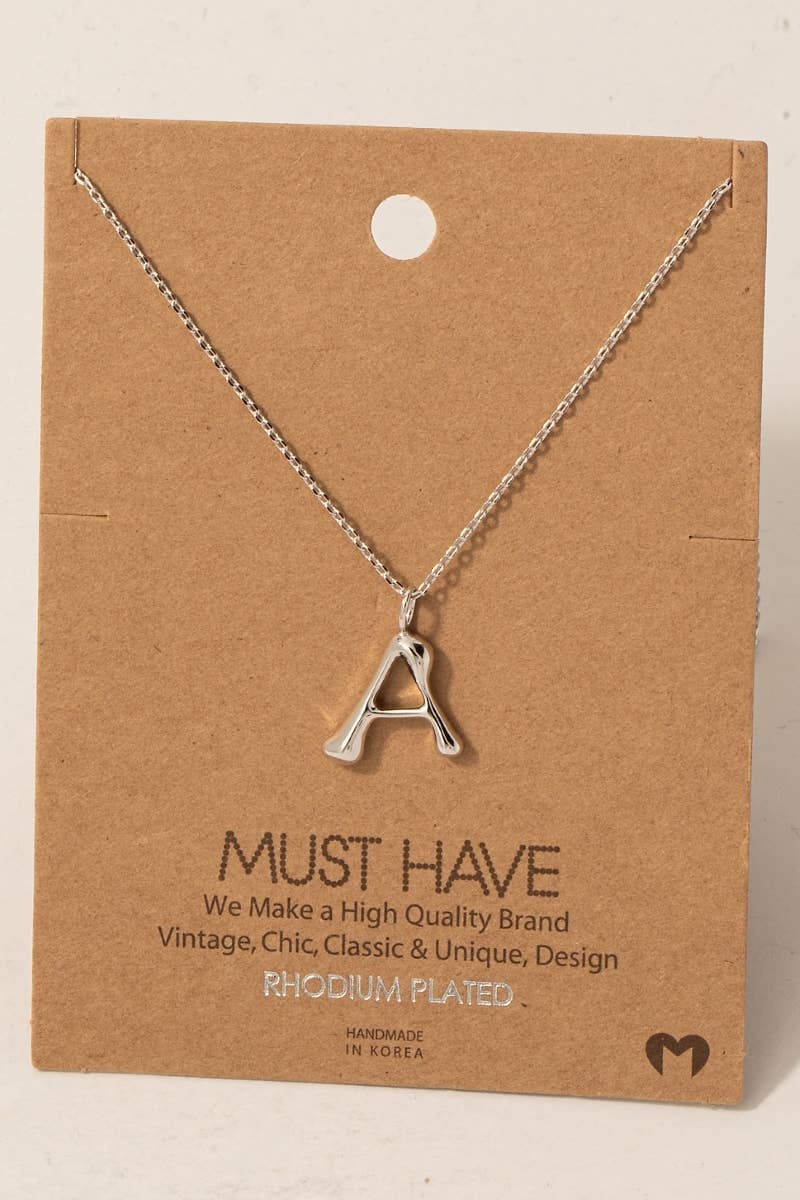 Bubble Letter initial Necklace,gold dipped : R