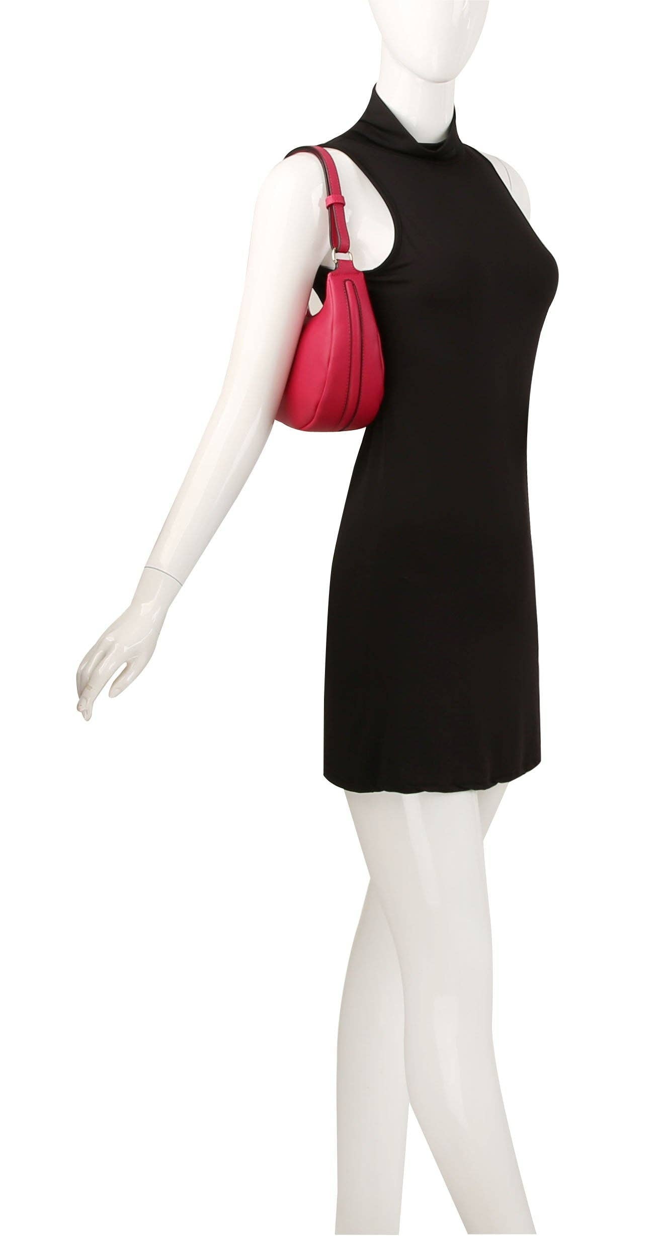 Fashionable Small Hobo Top Handle Bag: FUSHIA