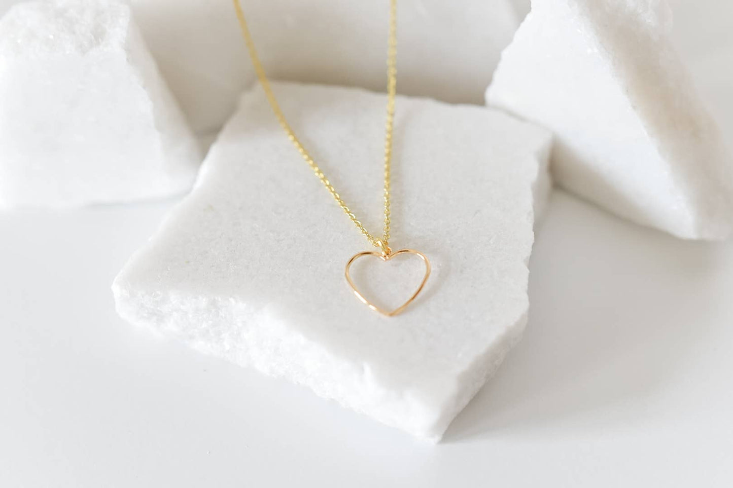 Dainty heart charm necklace 18k gold plated