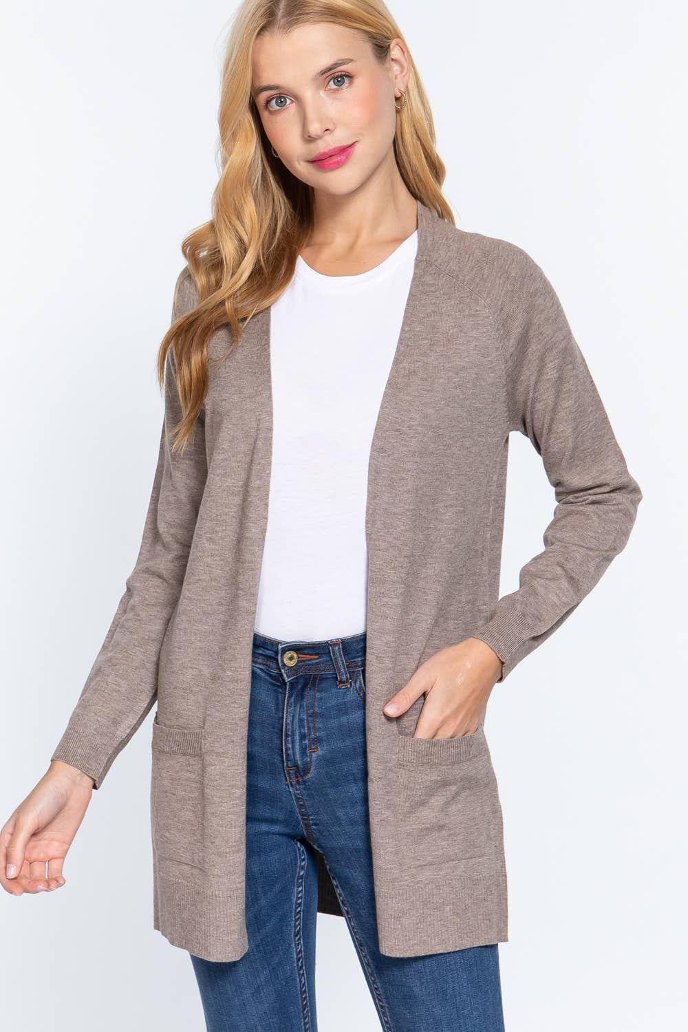 , SI-21342 RAGLAN SLV OPEN SWEATER CARDIGAN: BRG-wine-121403 / L