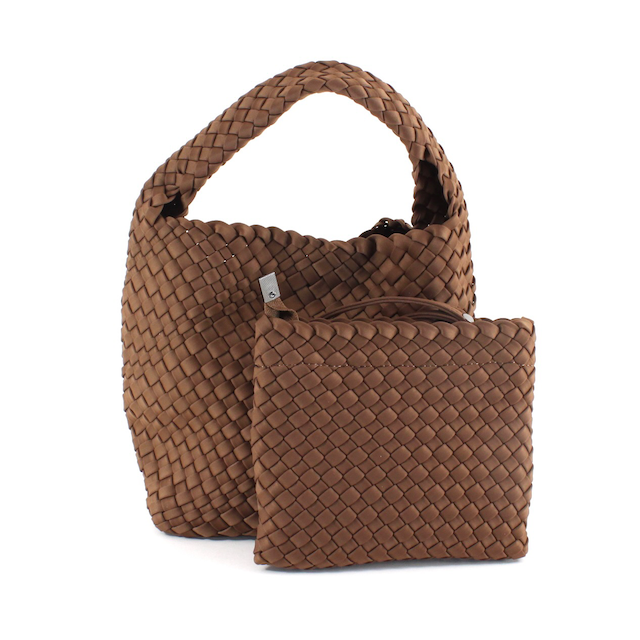 P23093 Small Nylon Woven Hobo Crossbody Bag w/Cosmetic Pouch: 01 Black