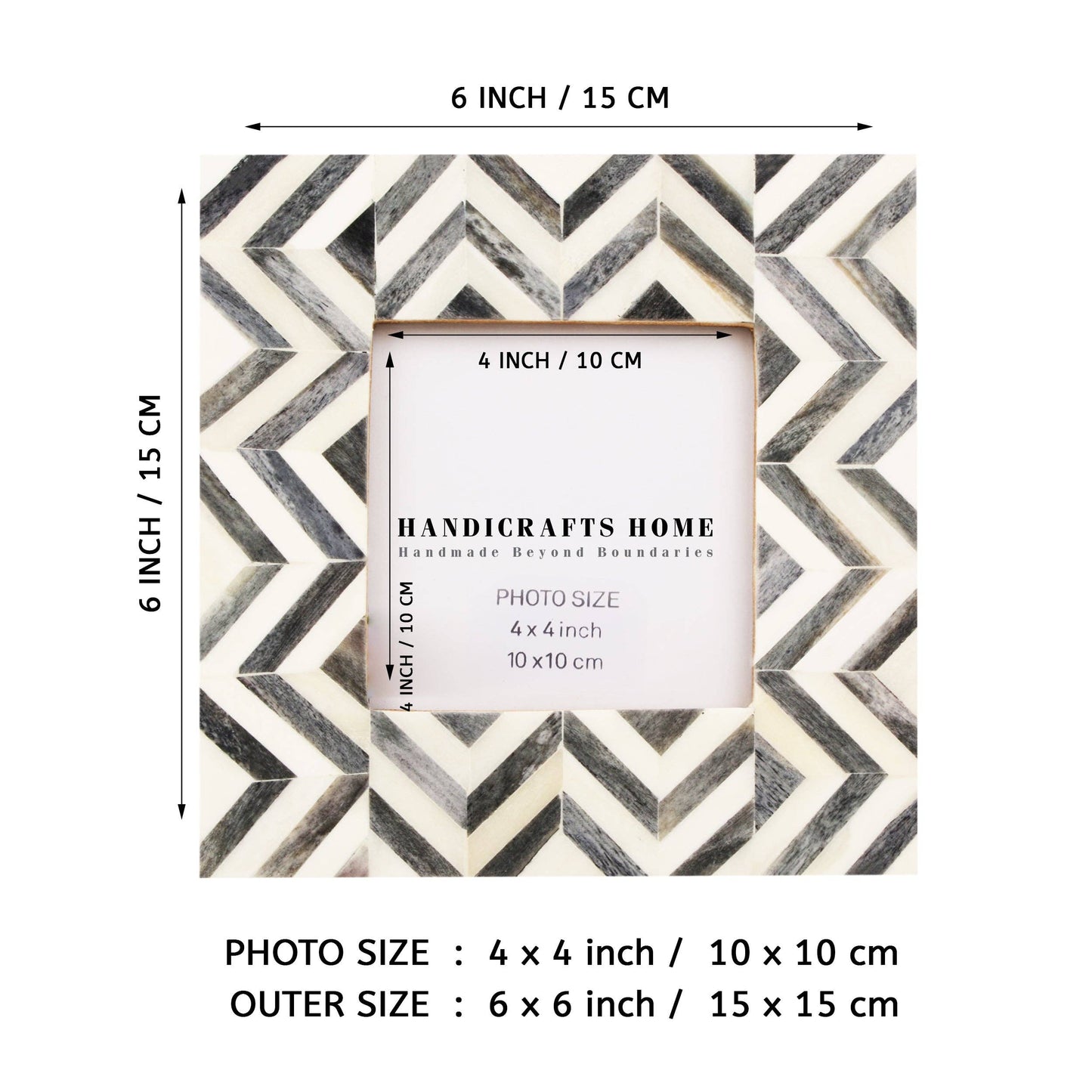 4x4 Chevron Picture Frames Handmade Decor Gift & Poster Frame Grey-White: Grey-White / 4x4