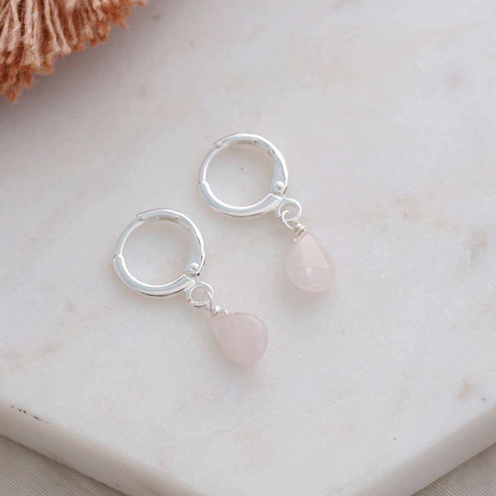 Zia Hoops-Rose Quartz: Gold/Rose Quartz