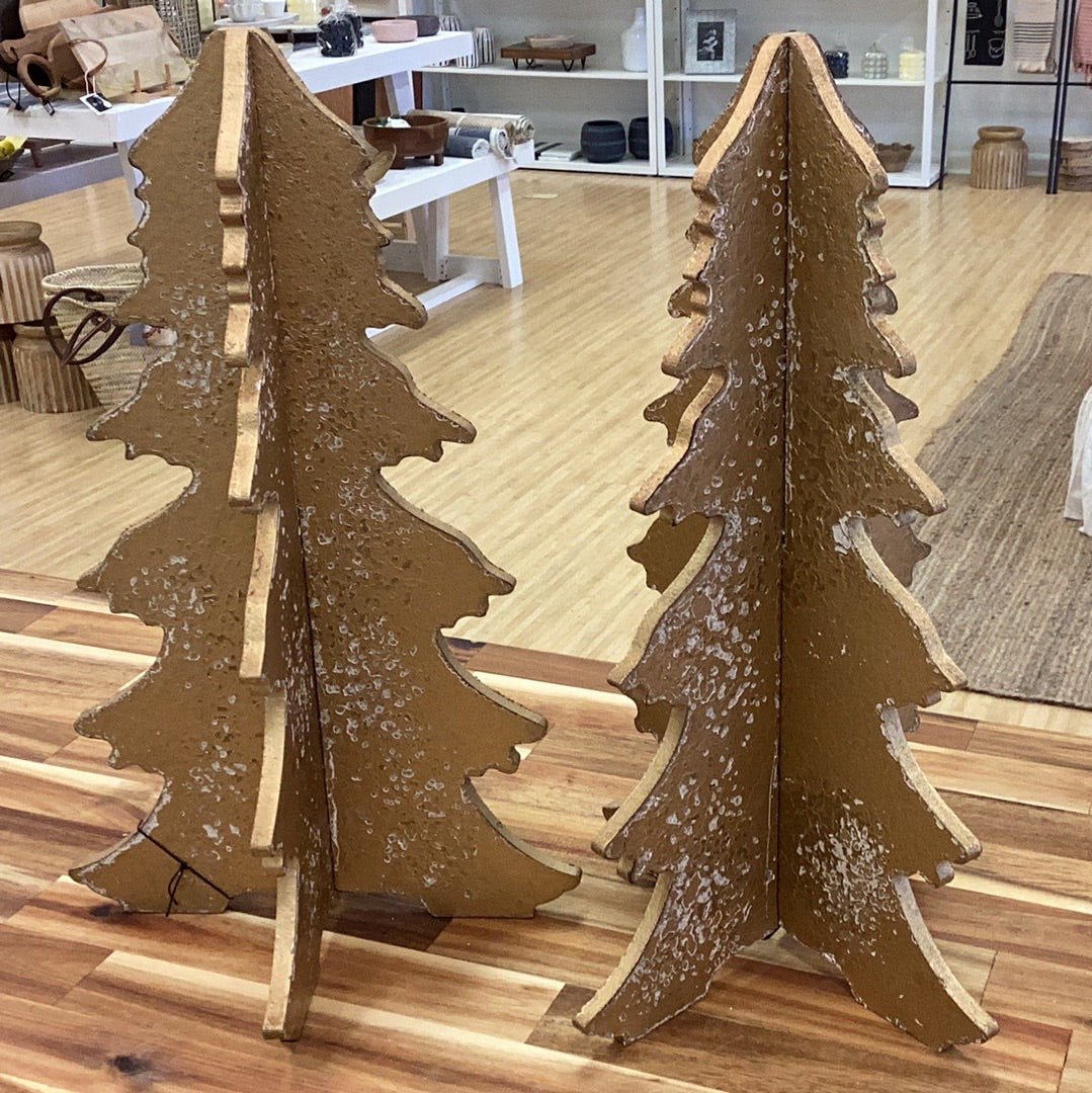 15”H Interlocking laser cut tree…distressed gold finish