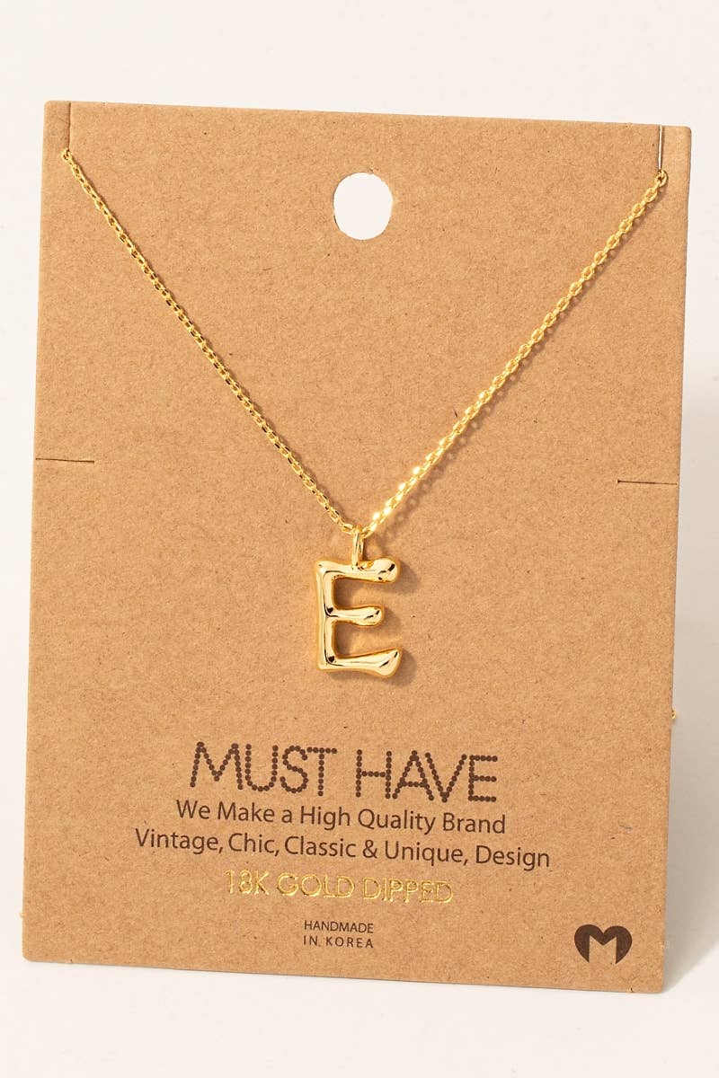 Bubble Letter initial Necklace,gold dipped : R