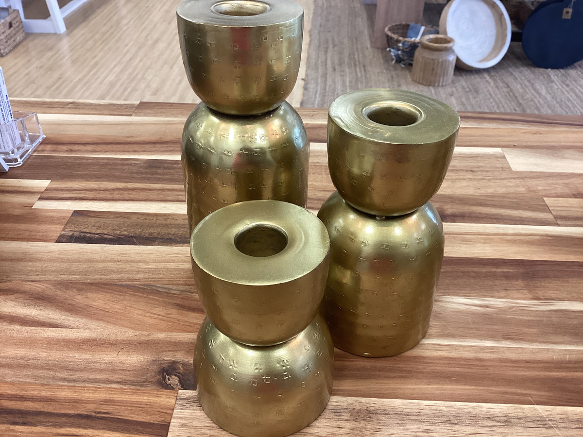Antique gold taper candle holder…small