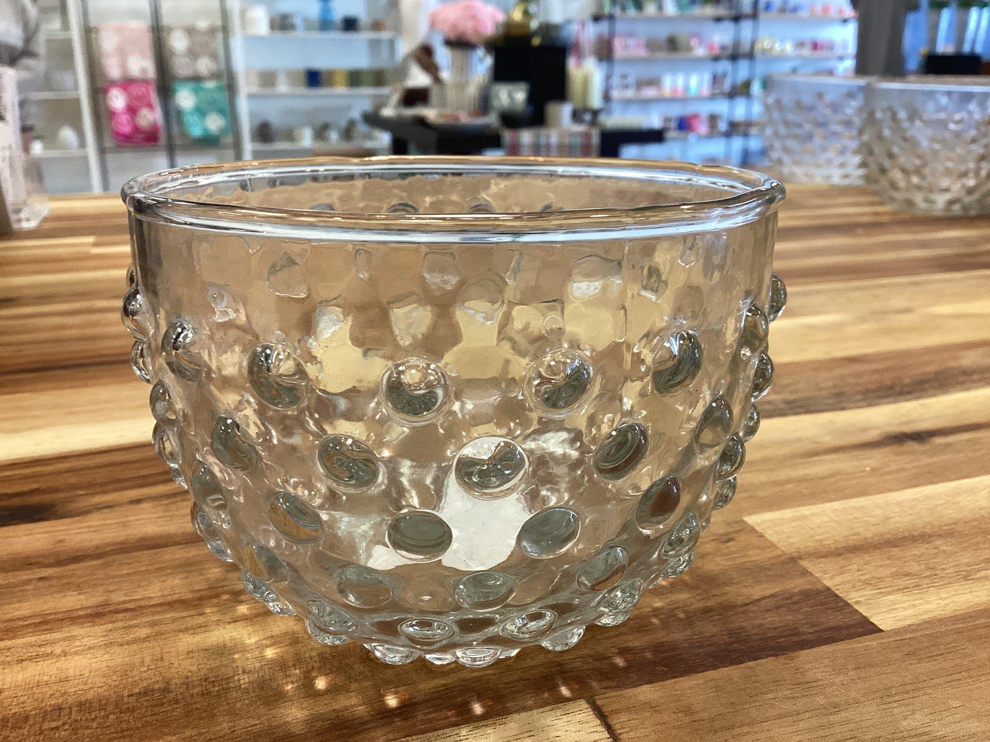 Hobnail glass bowl