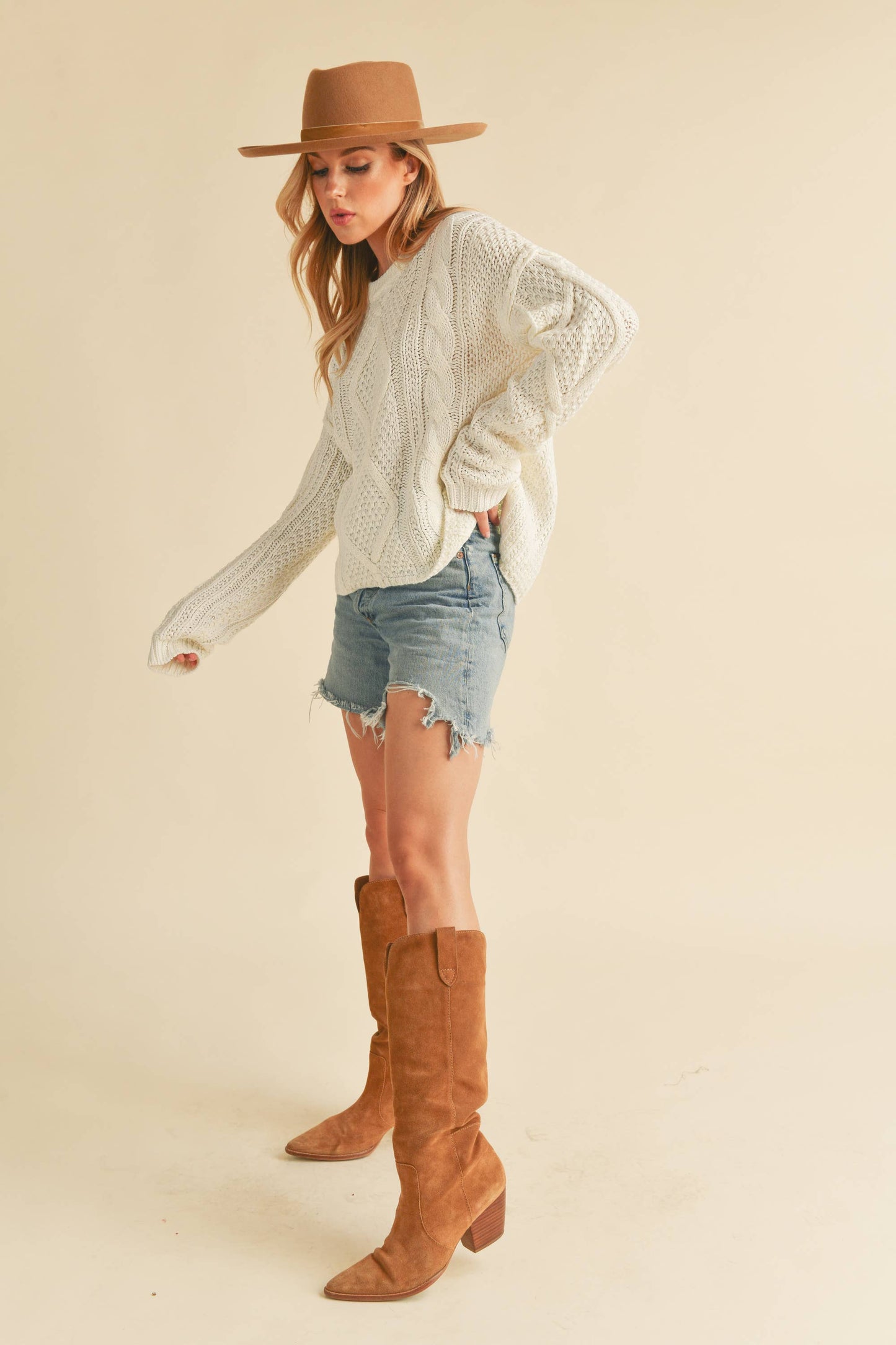 397CK Adela Sweater: S / Knit / Oat