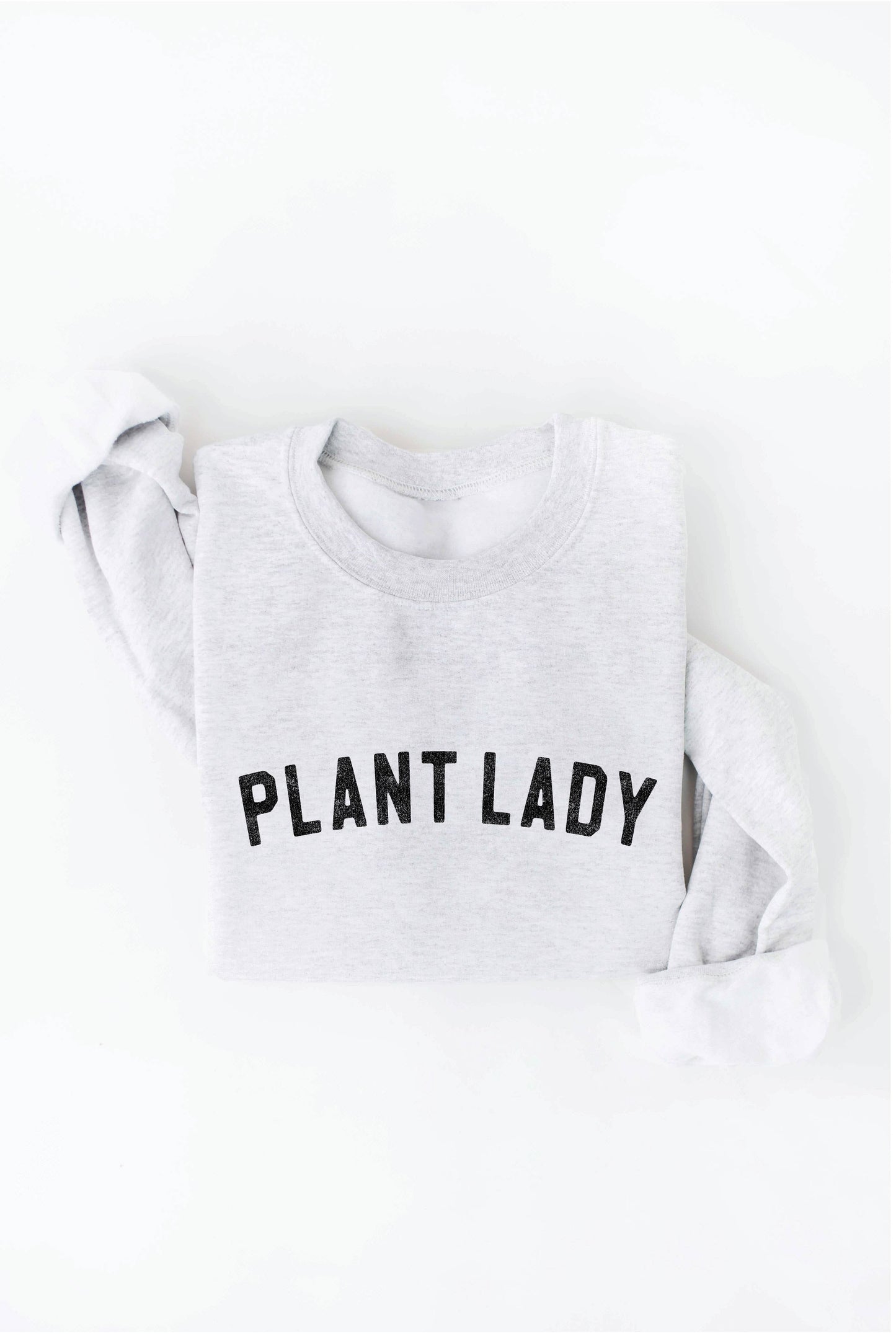 PLANT LADY Print Graphic Sweatshirt: L / HEATHER FOREST