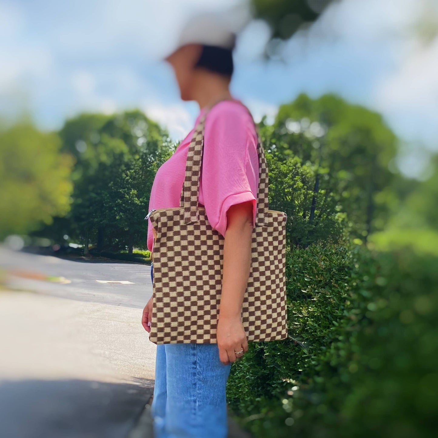 Check Yourself Zipped Tote Bag: Black