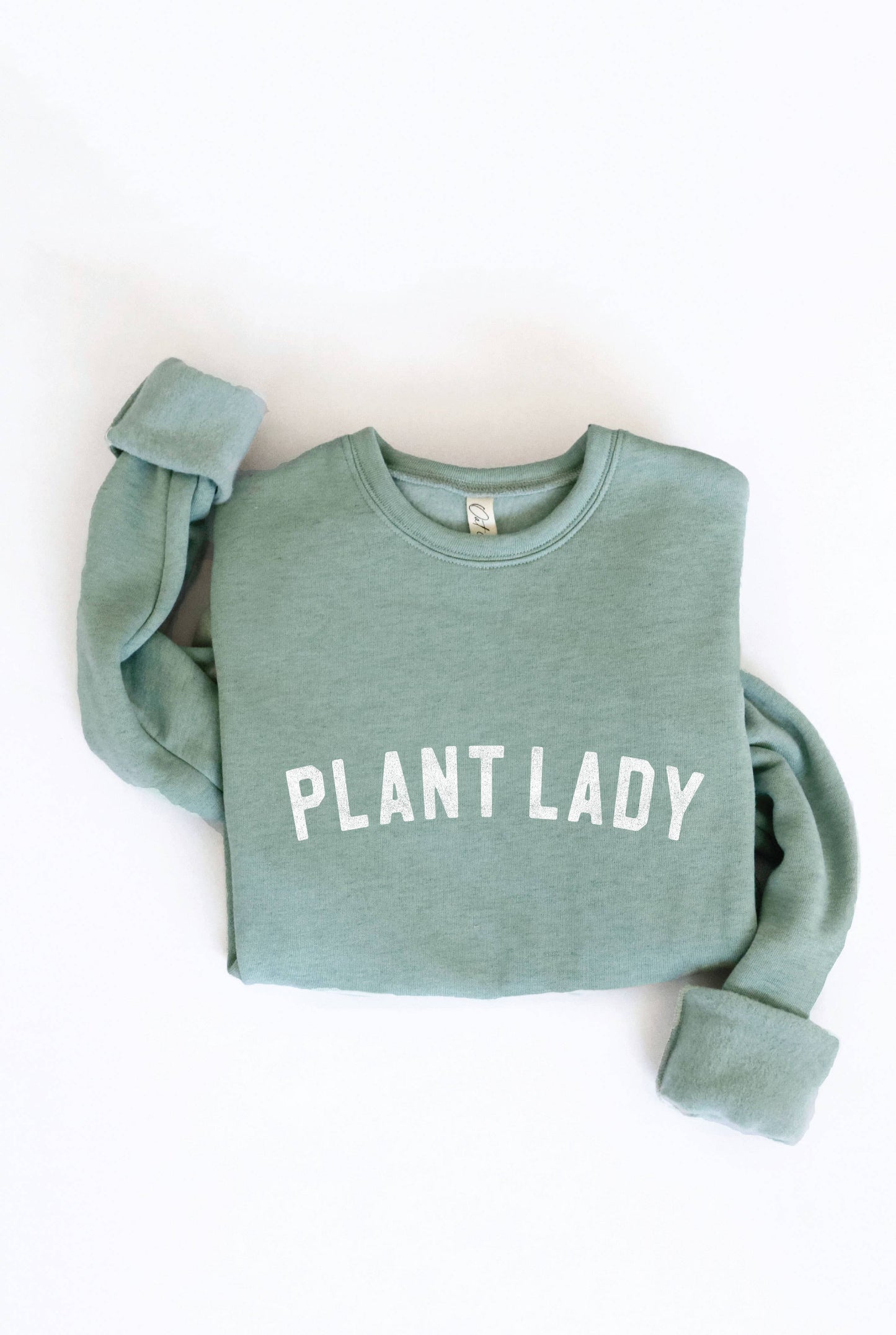 PLANT LADY Print Graphic Sweatshirt: L / HEATHER FOREST