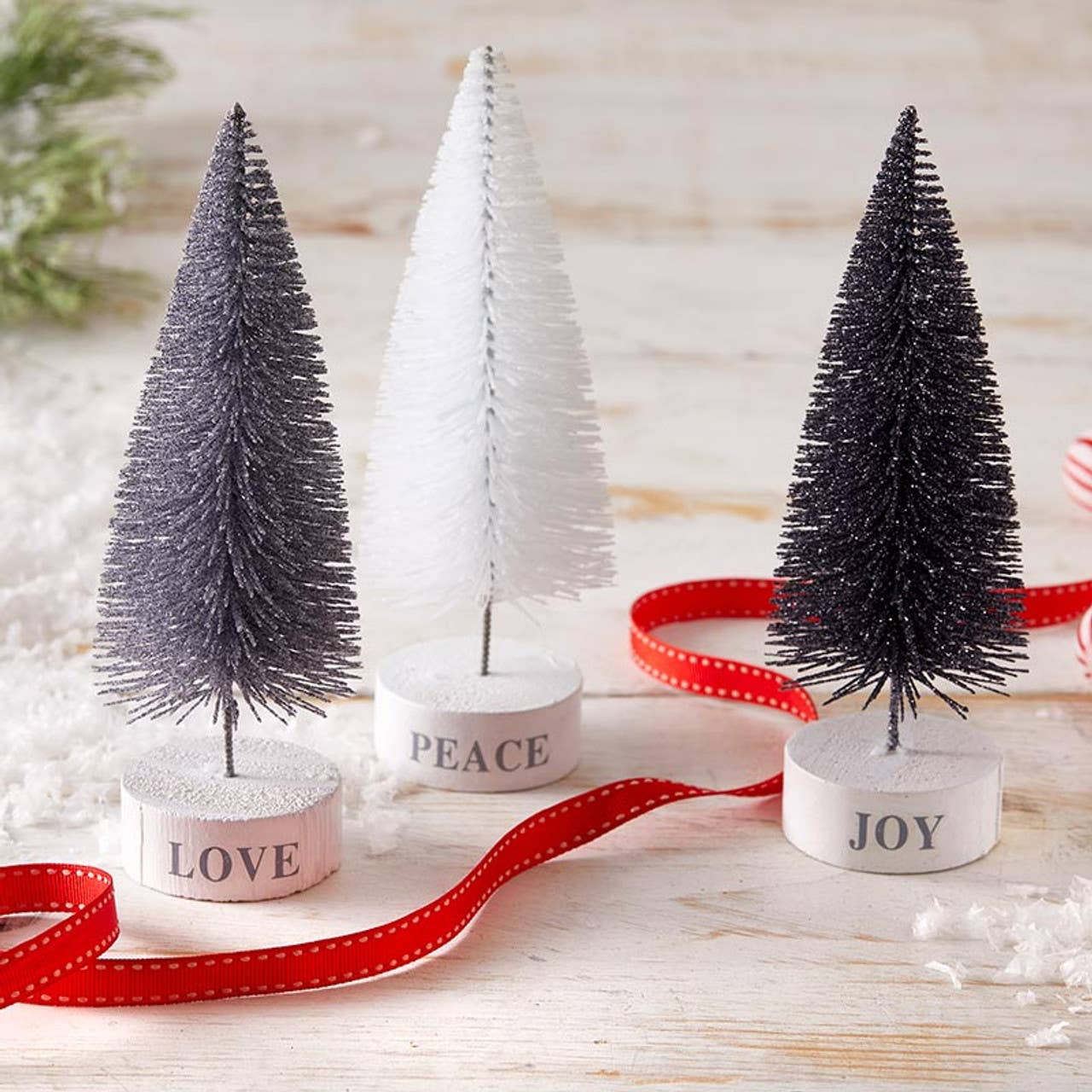 Face to Face Bottle Brush Tree Set - Tree Tops Glisten