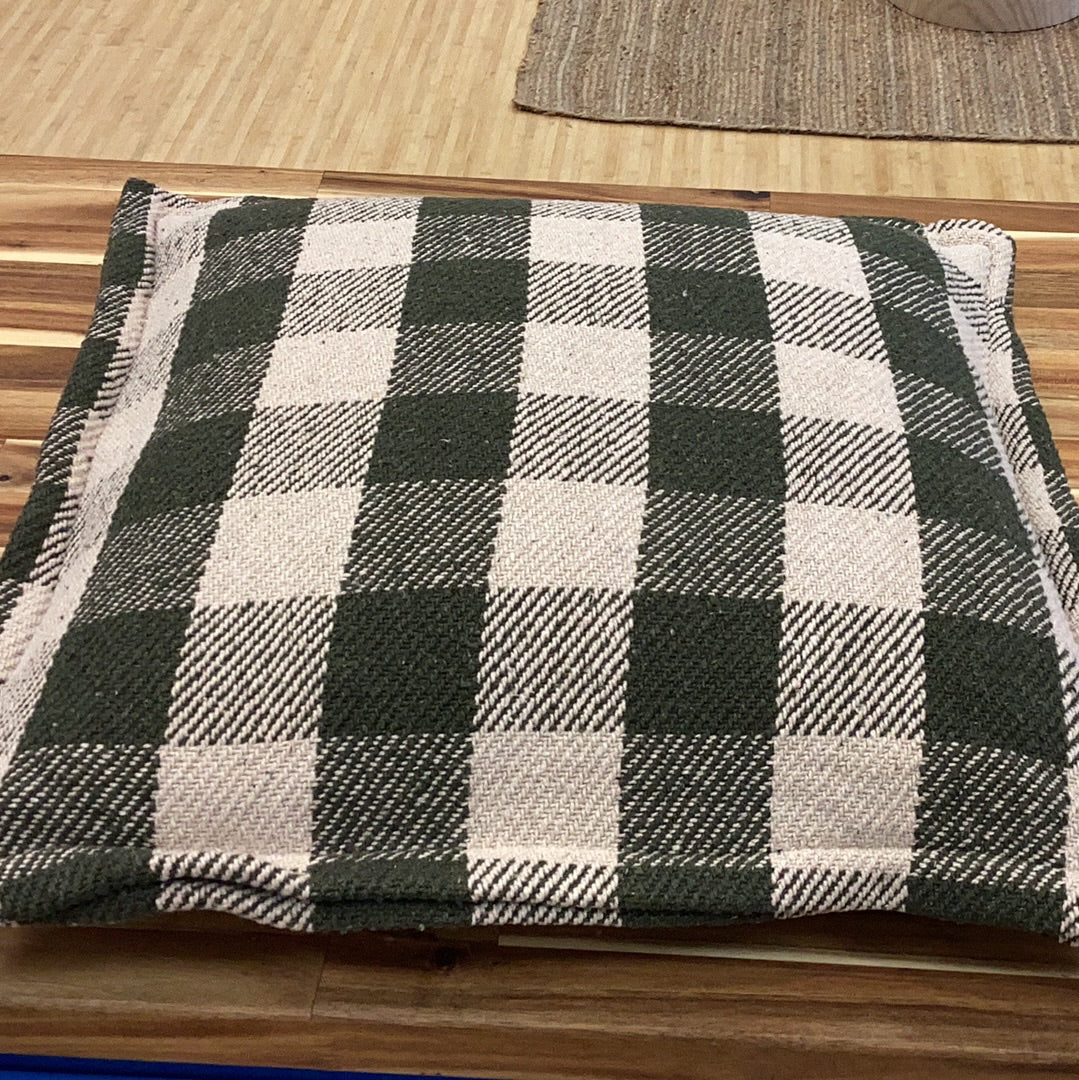 18” square pillow… hunter green and natural check