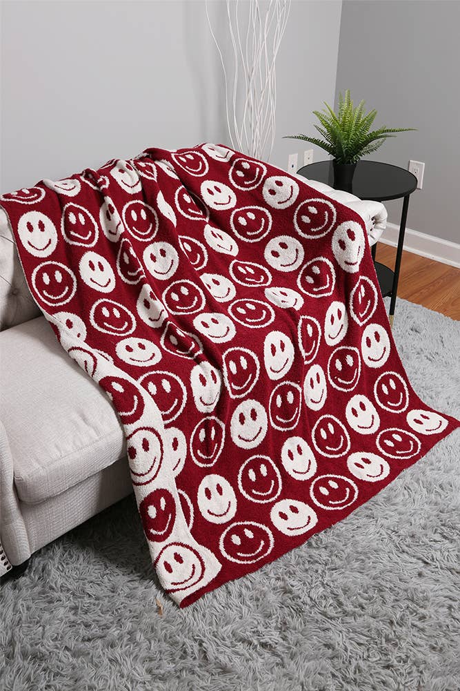 Happy Face Throw Blanket: Yellow
