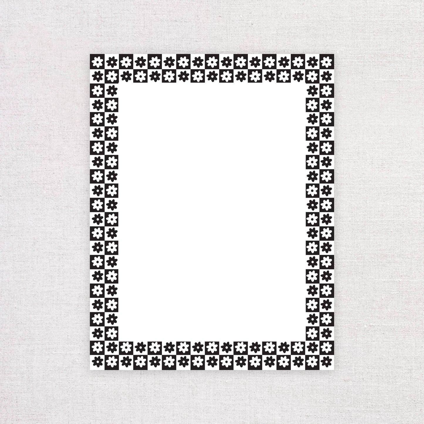 Black and White Checkered Flower Pattern Notepad