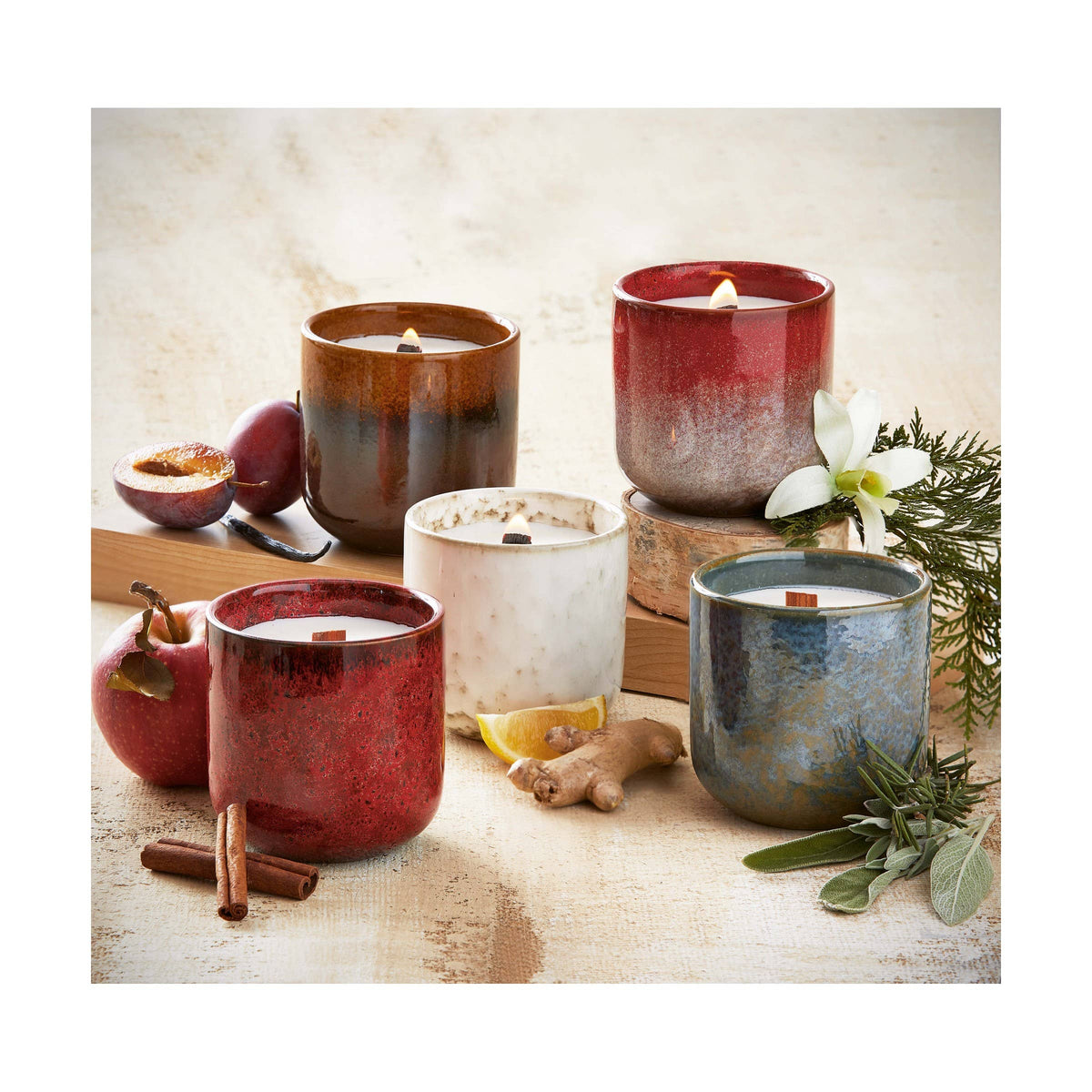 Reactive Glaze White Ginger Candle - Latte