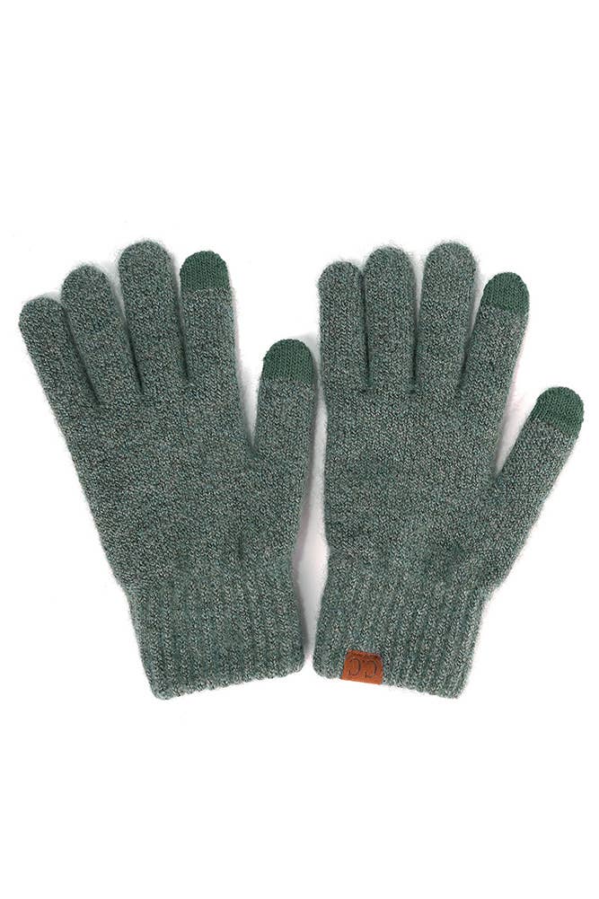 C.C Heather Knit Plain Gloves: Black
