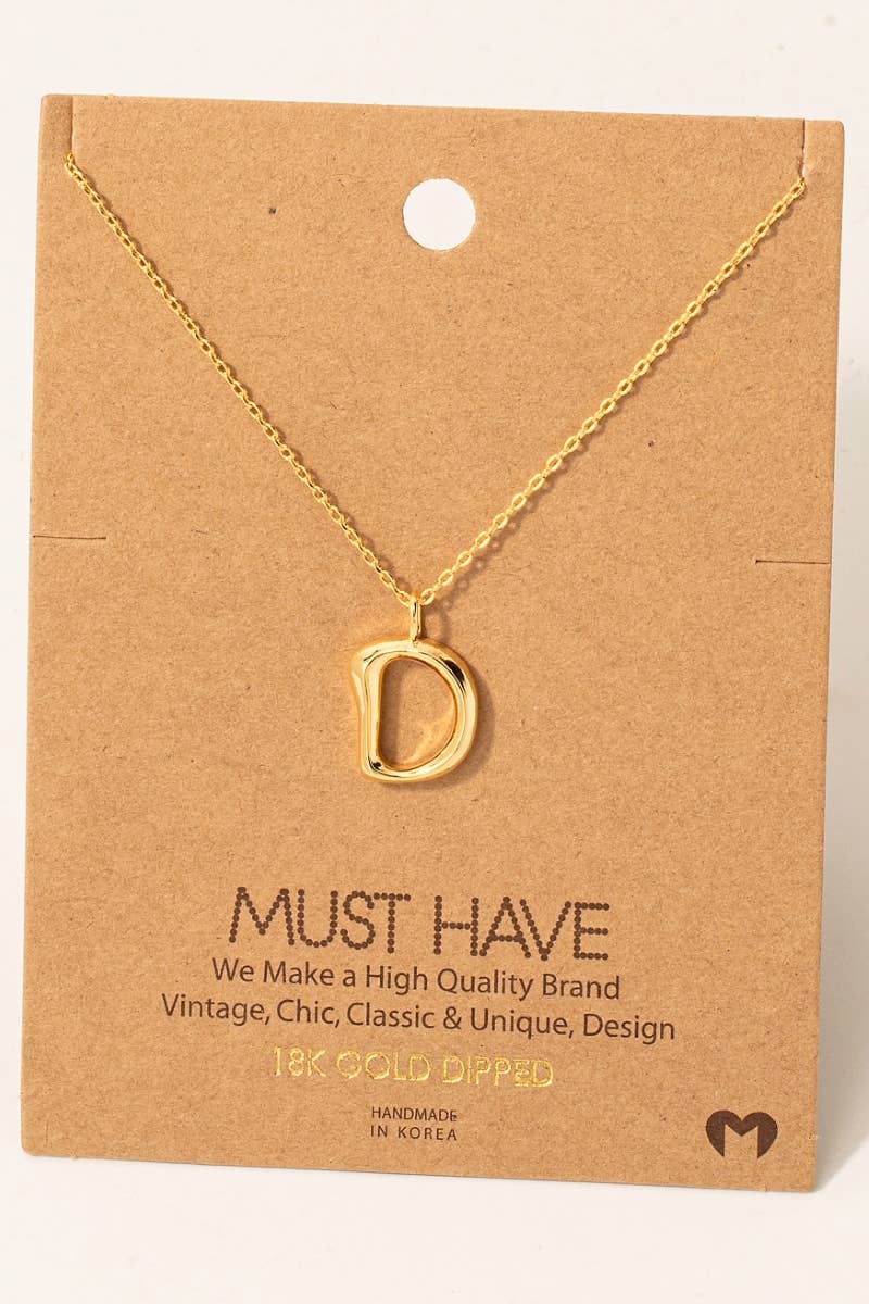 Bubble Letter initial Necklace,gold dipped : R