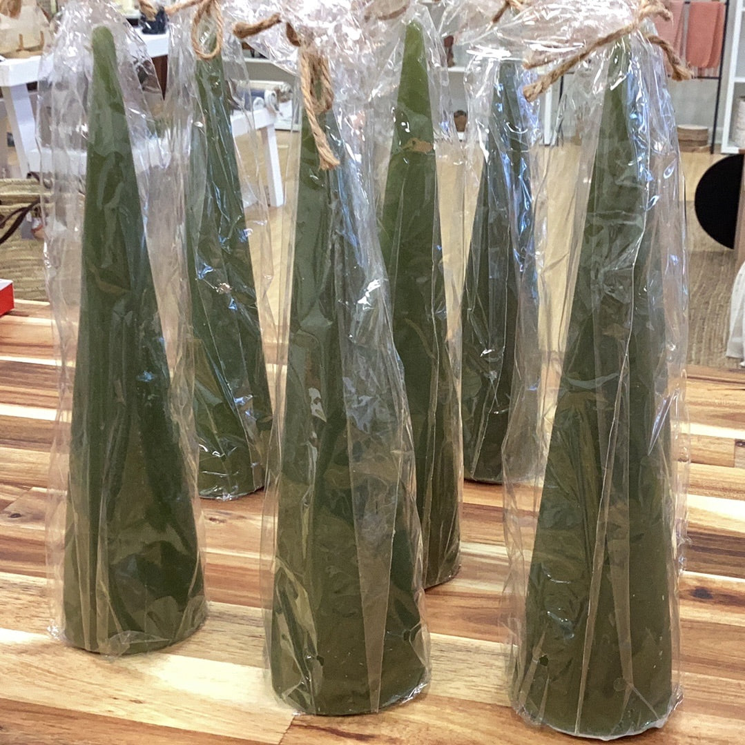 10” tree shaped candle…unscented…green