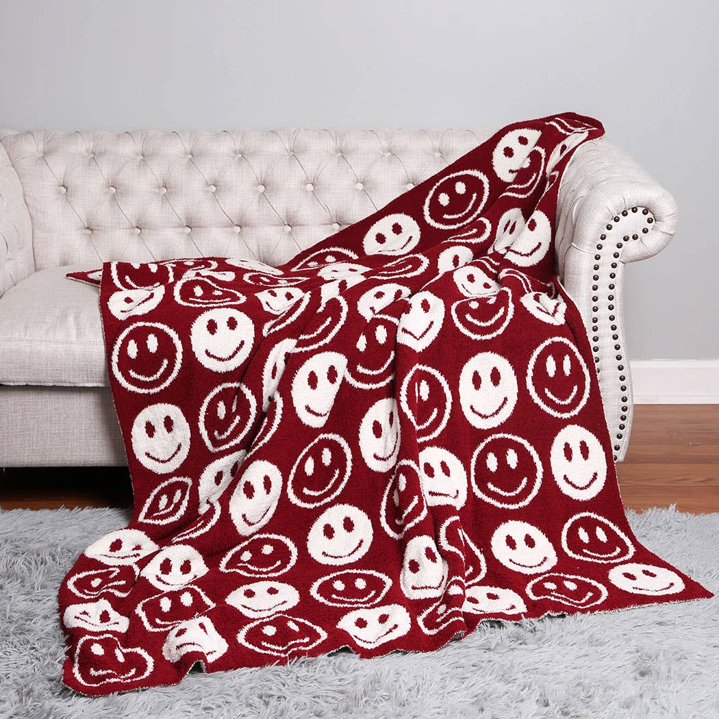 Happy Face Throw Blanket…light pink