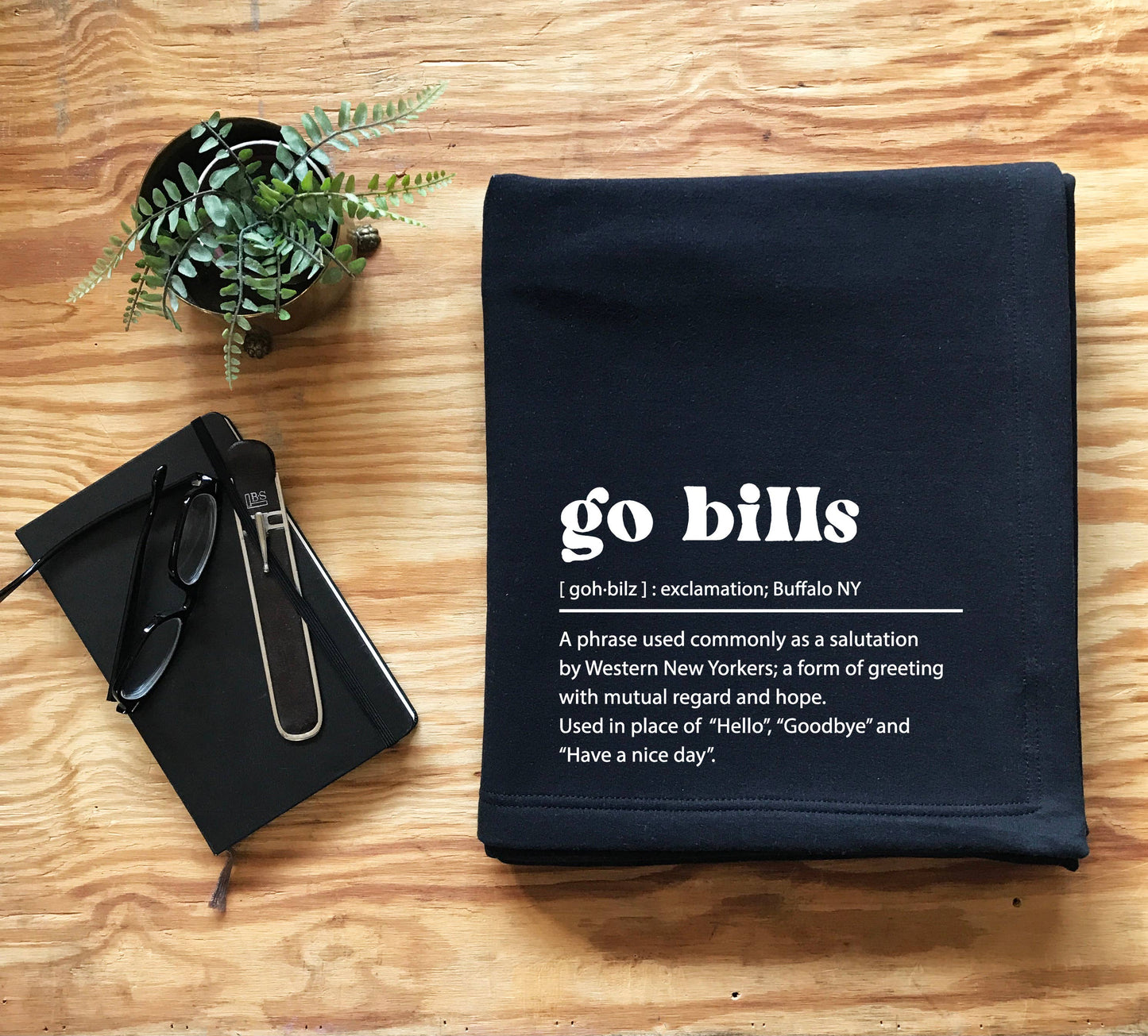 Buffalo Bills Throw Blanket - Go Bills Stadium Blanket: Charcoal