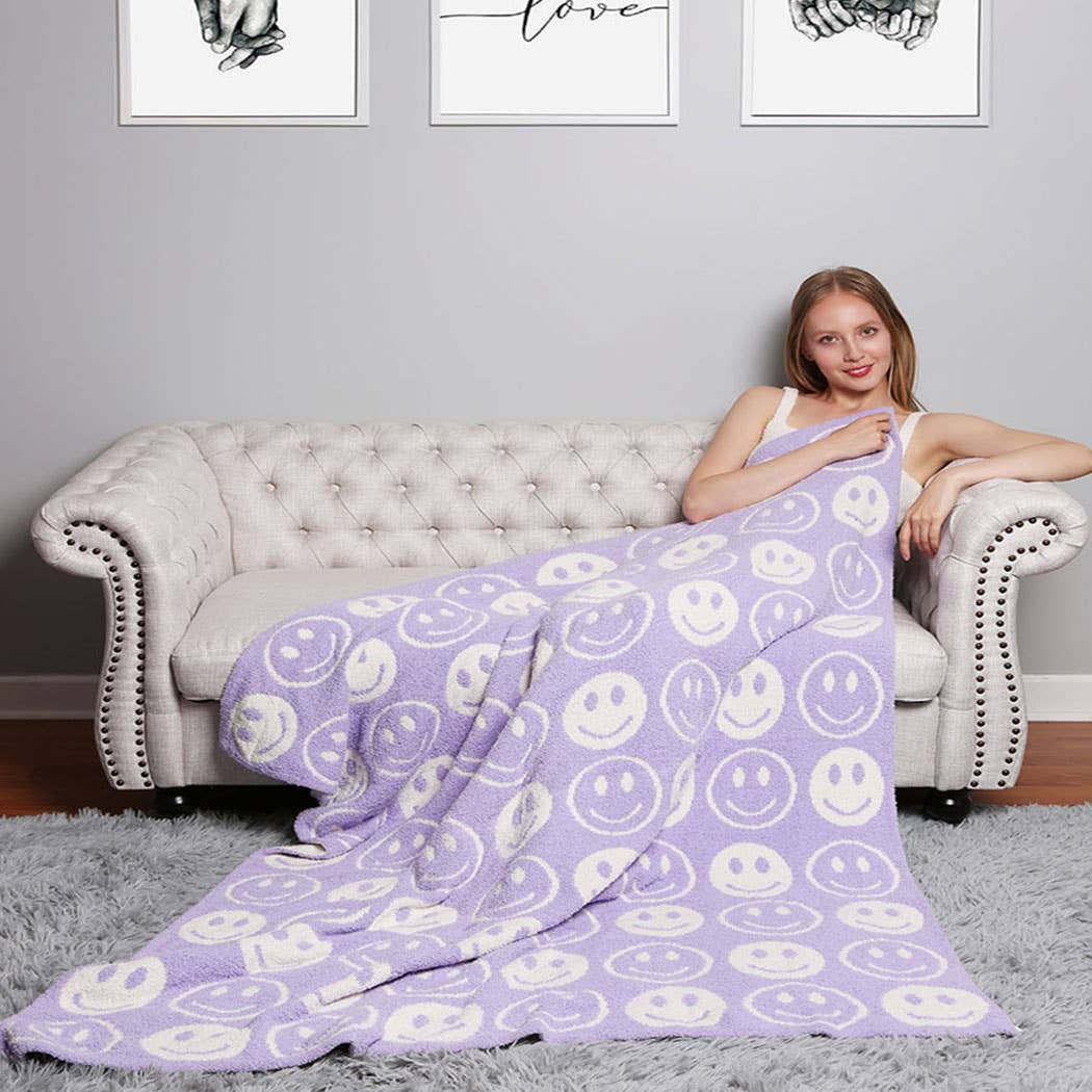 Happy Face Throw Blanket…light pink