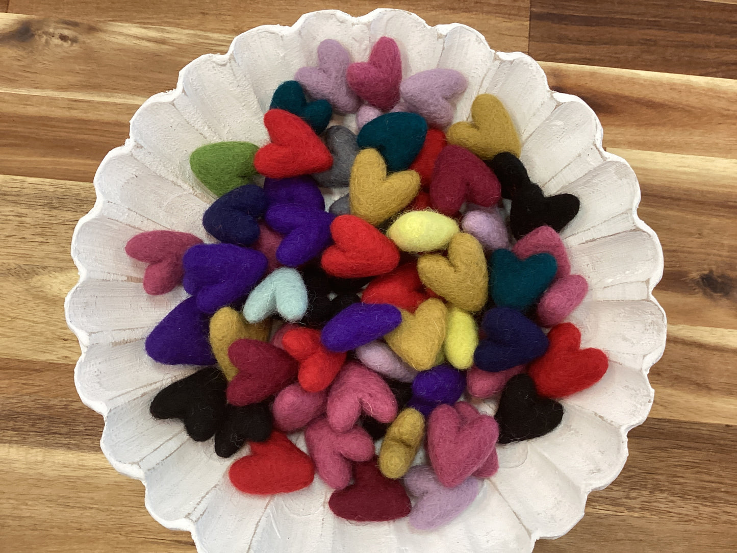 Felt hearts all colors