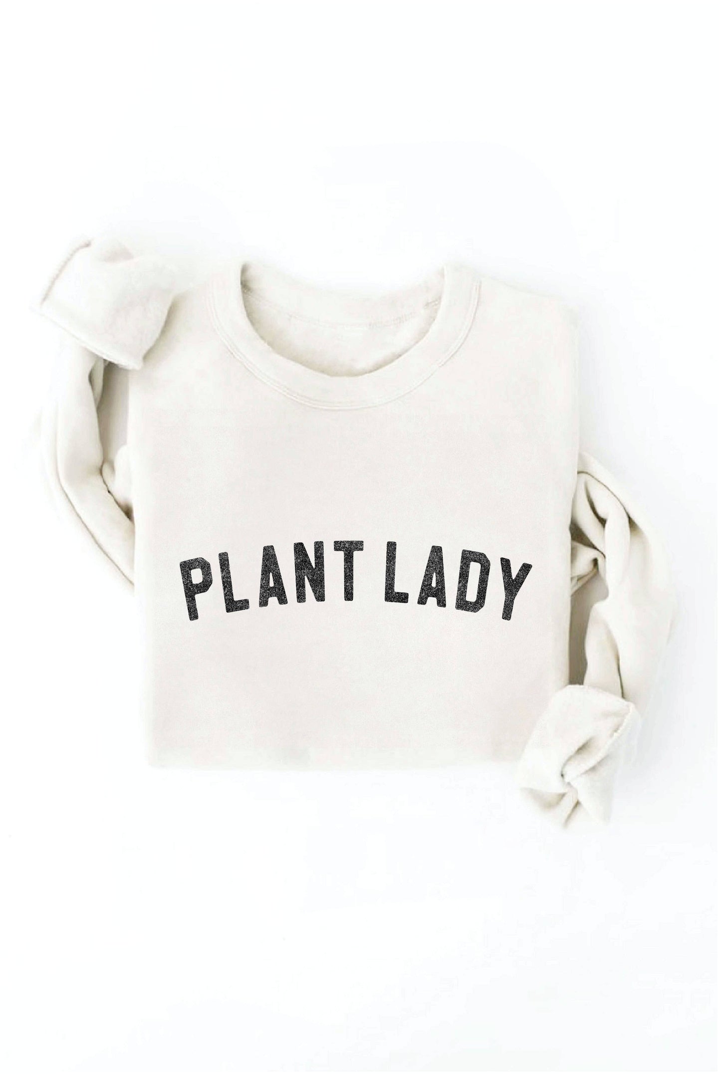 PLANT LADY Print Graphic Sweatshirt: L / HEATHER FOREST