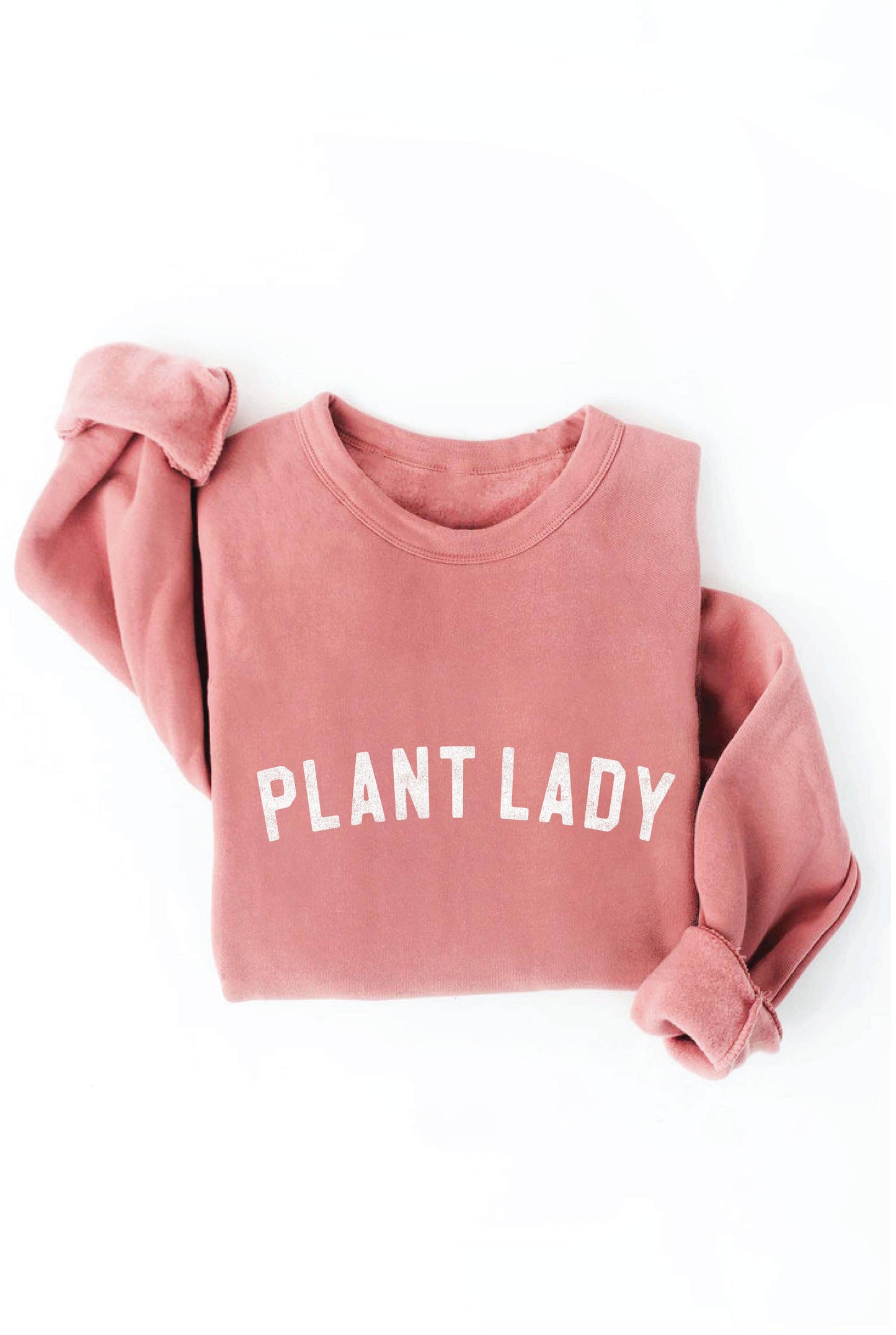 PLANT LADY Print Graphic Sweatshirt: L / HEATHER FOREST