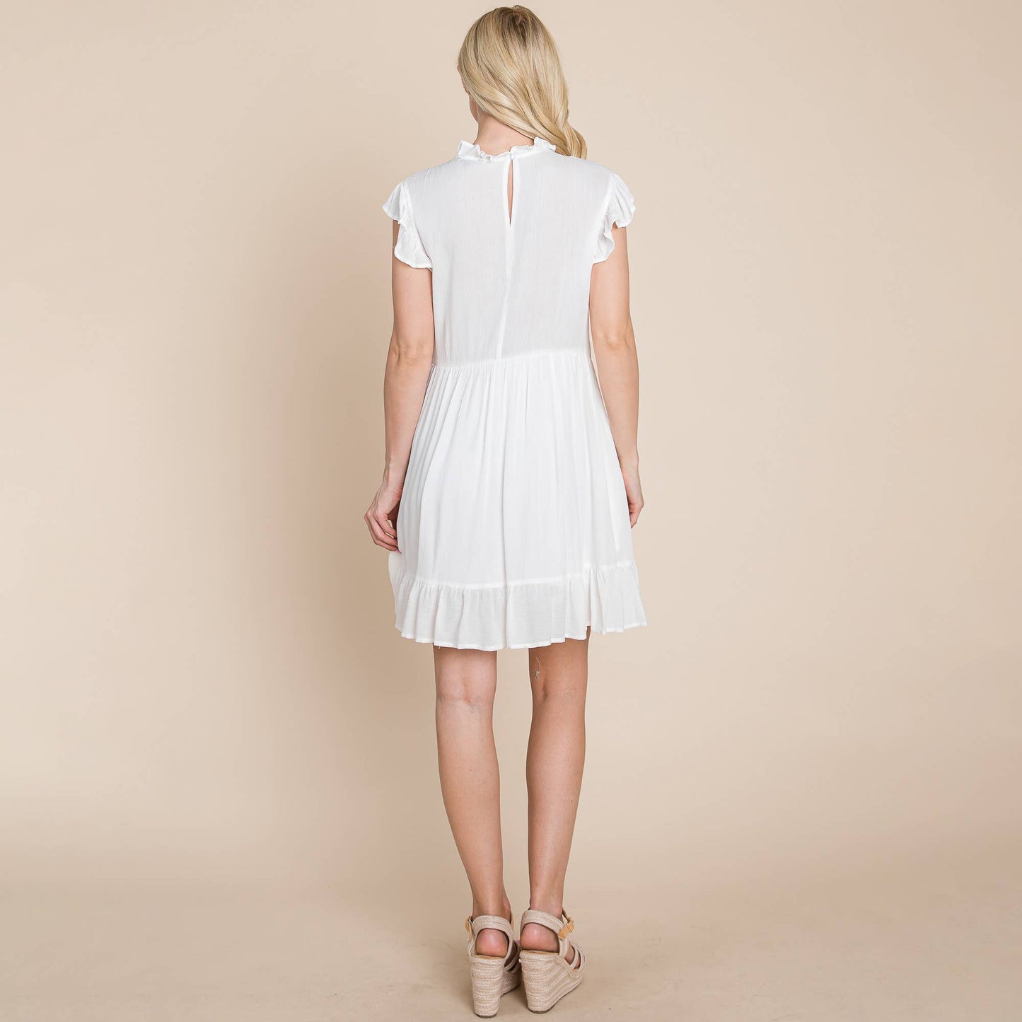 Sleeveless Babydoll Ruffled dress with pockets: Sage / Large 12-14