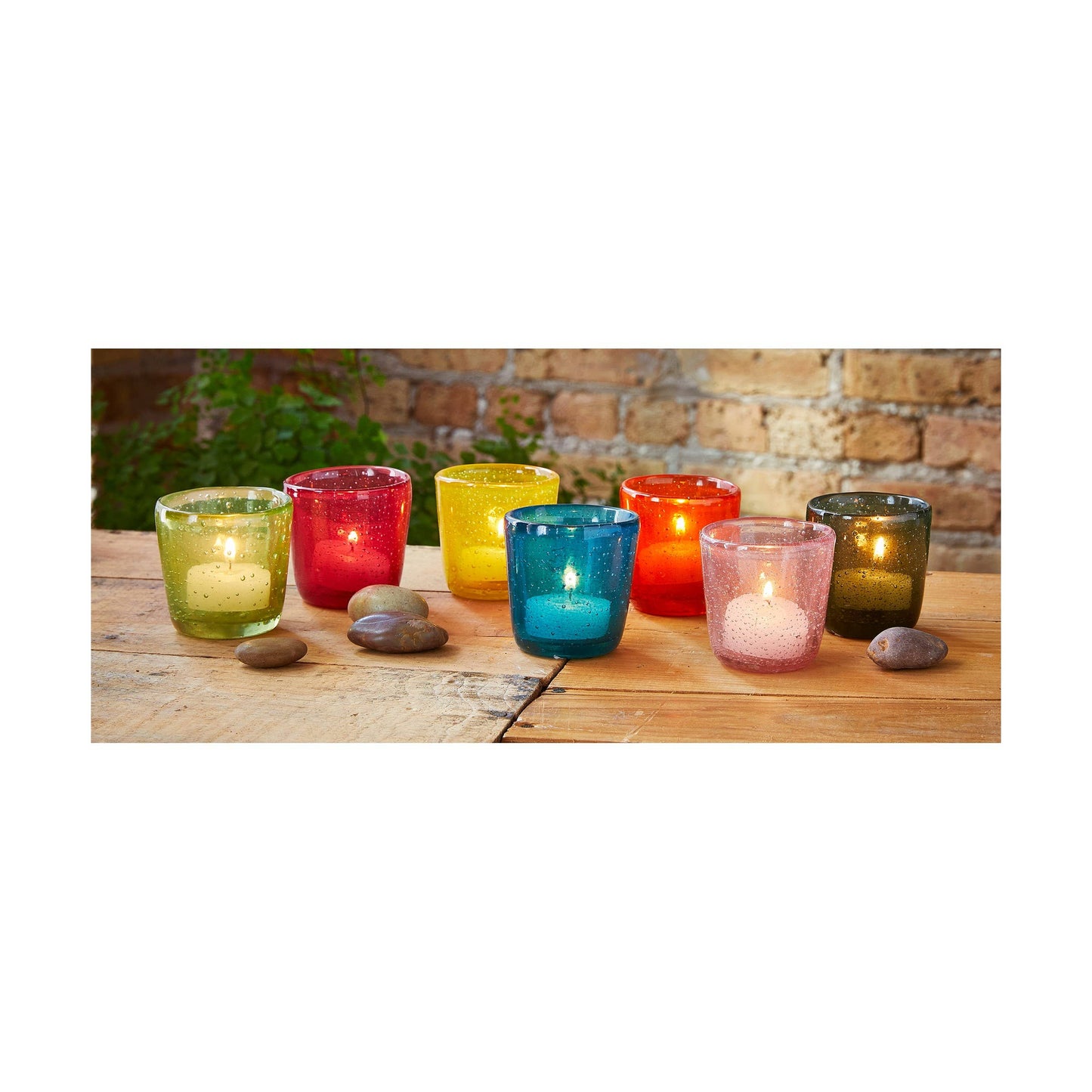 Paint Box Blown Glass Tealight Holder - Red