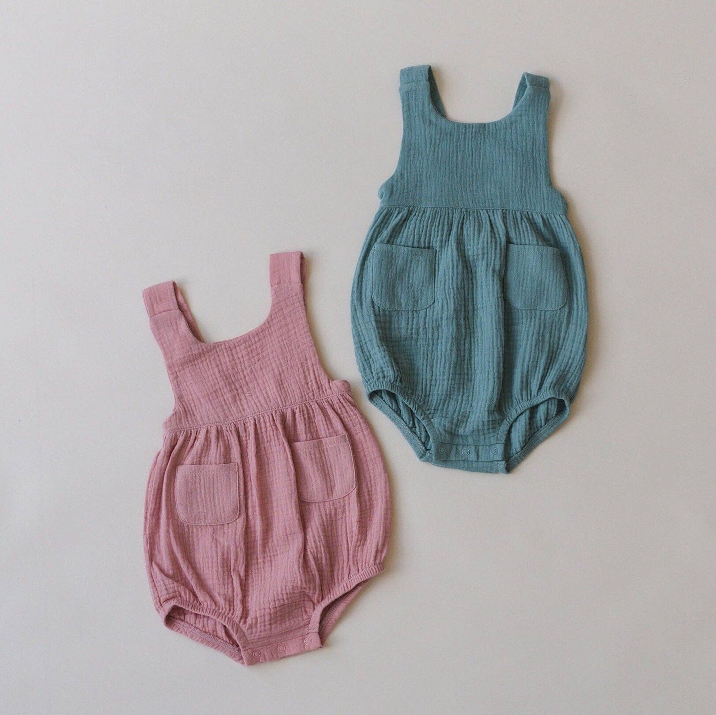 Organic Cotton Muslin Bubble Romper - more colors: Light Pink / 6-12 months