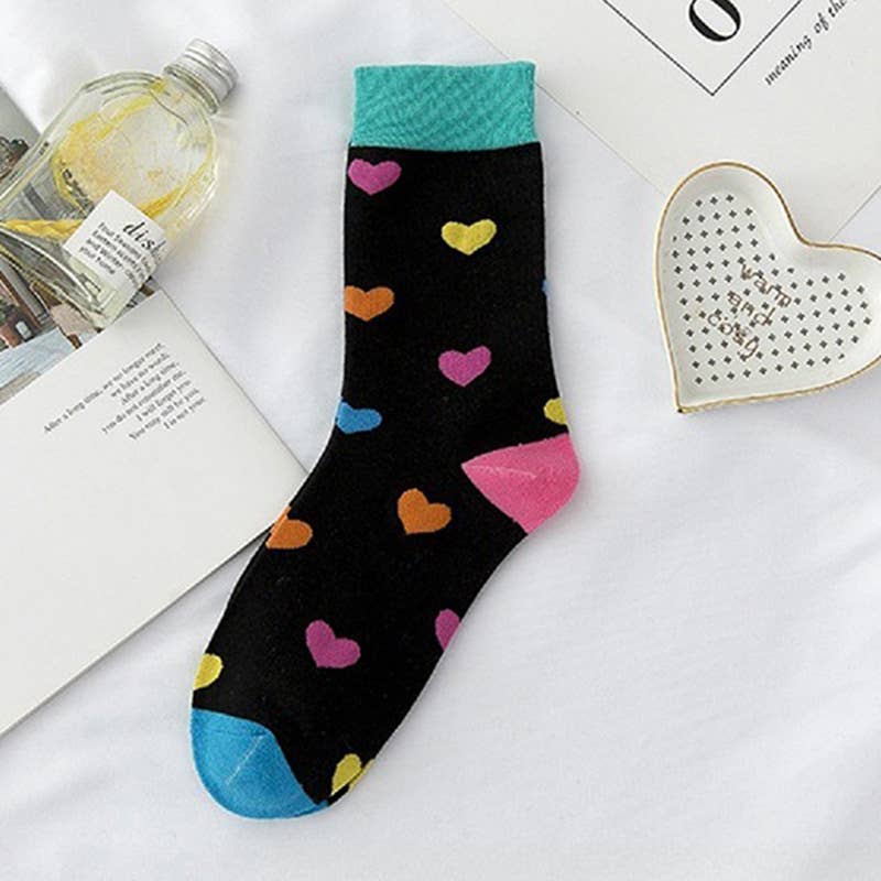 ,.VALENTINE HEART CASUAL 100% Cotton SOCKS: OS / WHITE-164445