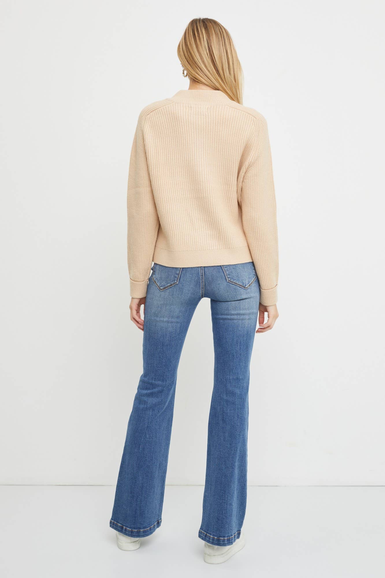 Zip Up Sweater Jacket: SM / Kale
