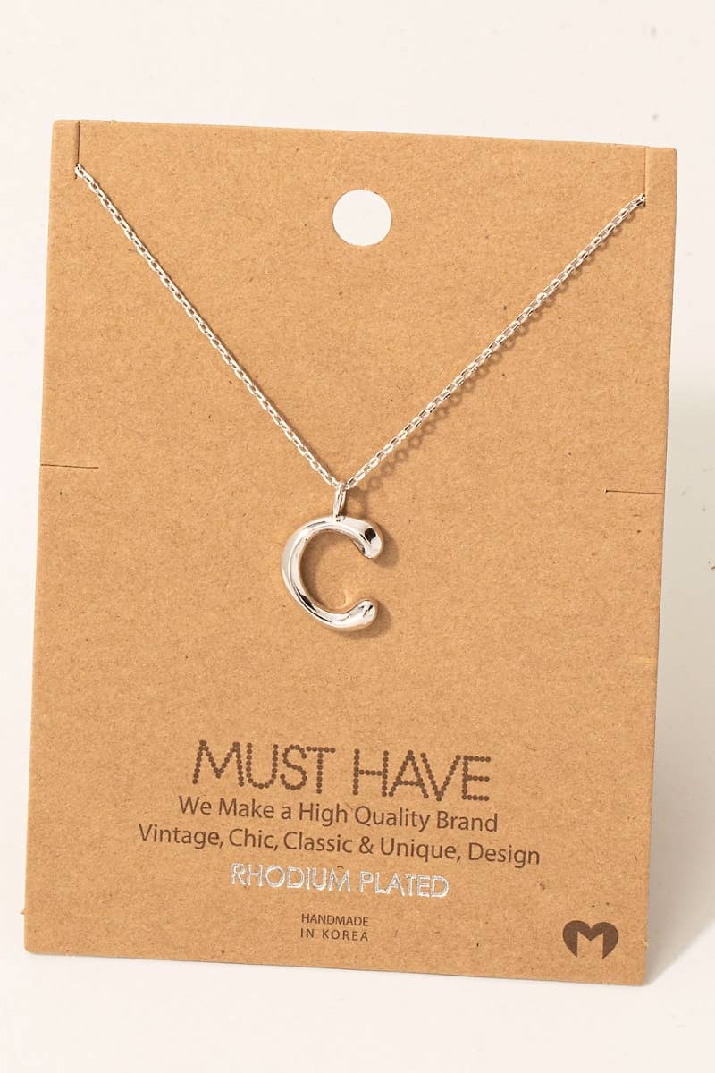 Bubble Letter initial Necklace,gold dipped : R