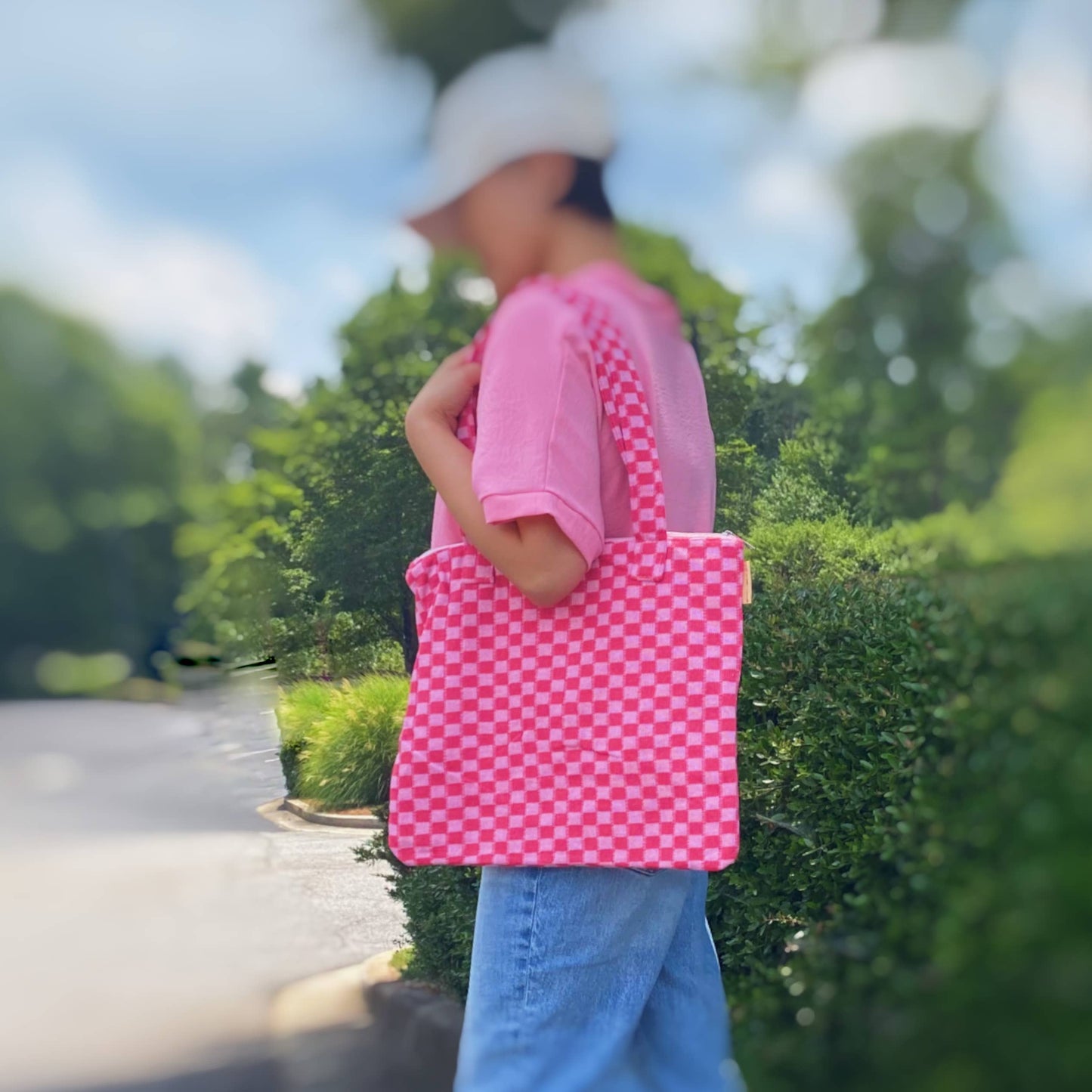 Check Yourself Zipped Tote Bag: Black