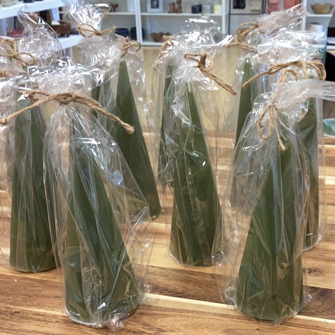 7” tree shaped candle…unscented…green