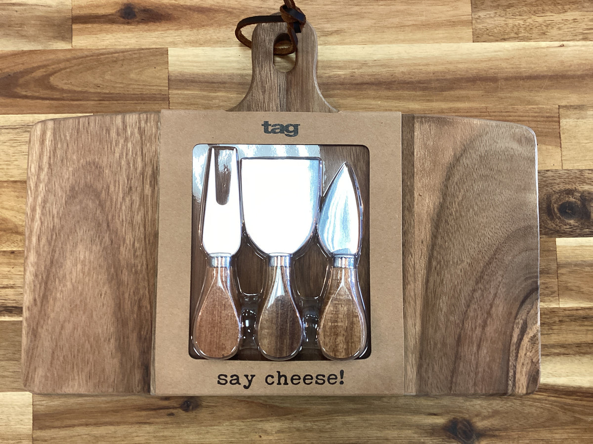 Cheese board and utensils