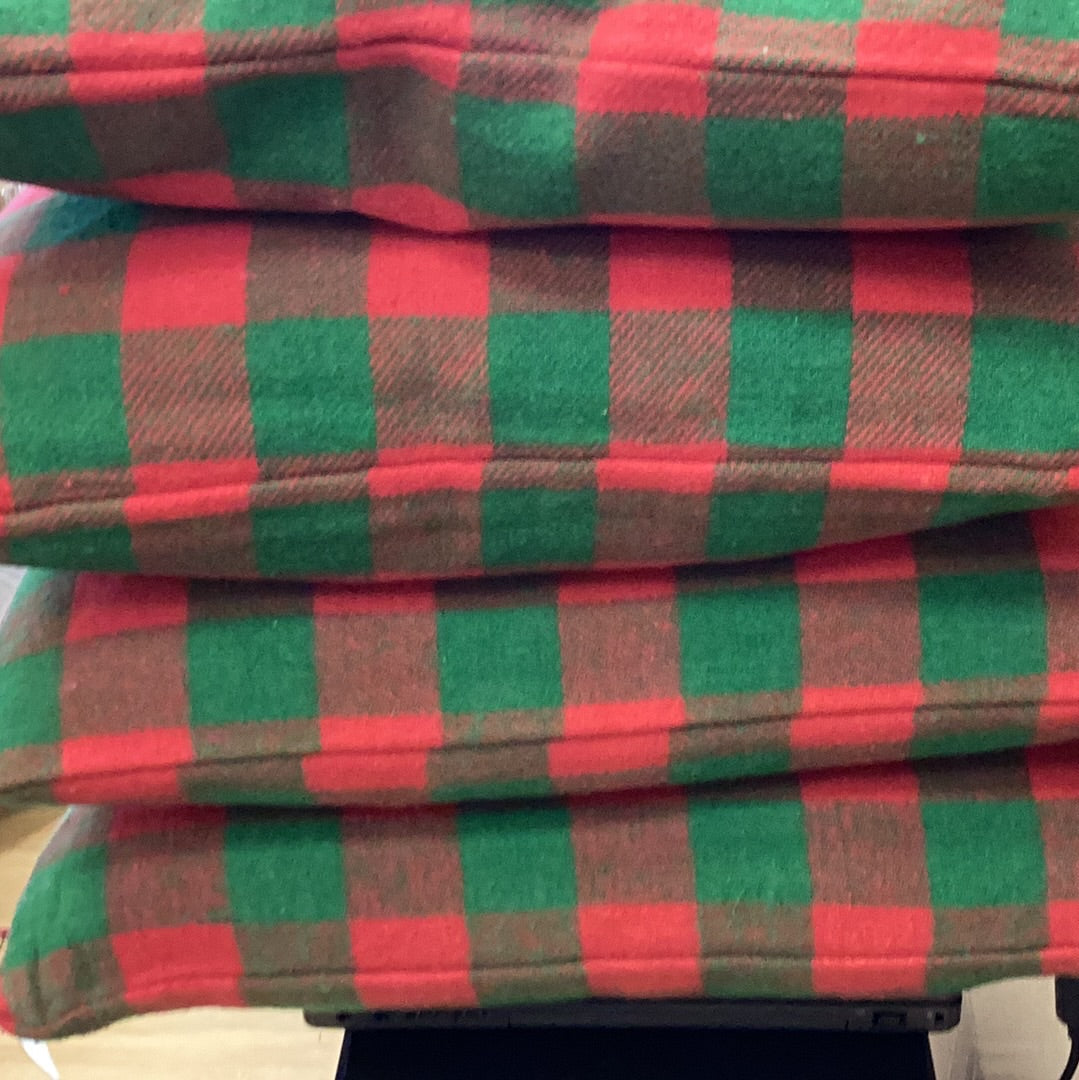 18” cotton flannel pillow…red and green buffalo check